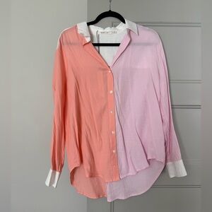 Mustard Seed Pink and Orange Button-Down Shirt